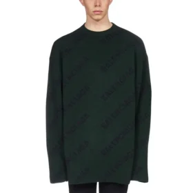 Ulltröja med rund hals och logo över hela plagget ”Dark Green” 657400T15673050