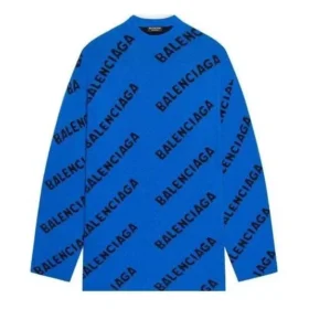 Ulltröja med rund hals och logotyp över hela plagget ”Blue” 657400T15673964