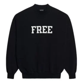 Unisex FW21 Sweatshirt med rund hals och gratis tryck, svart 652981TKVD41070