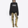 Unisex FW21 Sweatshirt med rund hals och gratis tryck, svart 652981TKVD41070