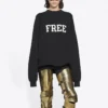 Unisex FW21 Sweatshirt med rund hals och gratis tryck, svart 652981TKVD41070