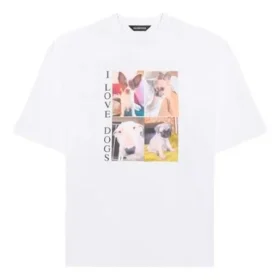 Unisex-tröja med tryck ”I Love Dogs”, vit 641614TJVH19000