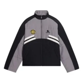 Vadderad träningsjackor med trattkrage ”Grey Black” 675462-TKO48-1000