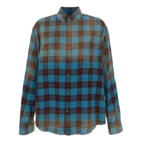 Överdimensionerad långärmad skjorta i rutig flanell ”Blue Red” 715030TMM116305