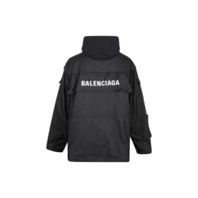 Överdimensionerad parka i tekniskt tyg med jerseyinsats ”Black” 746450TOO321000