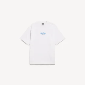 Vit T-shirt för män med skissartat tryck och medium passform