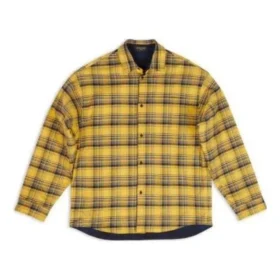 Vändbar oversized-skjorta i rutmönster ”Yellow Blue” 720105TNM277660
