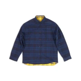 Vändbar oversized-skjorta i rutmönster ”Yellow Blue” 720105TNM277660